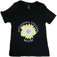 Mom V-Neck T-Shirt Occidental College Sunflower Black