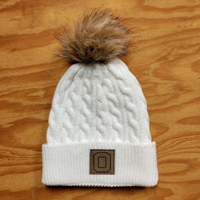Beanie Leather Patch O Fur Pom