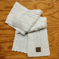Scarf Leather Patch O Knit White